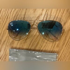 Ray-Ban Aviator Sunglasses - Gold Frame with Blue-Green Gradient Lenses